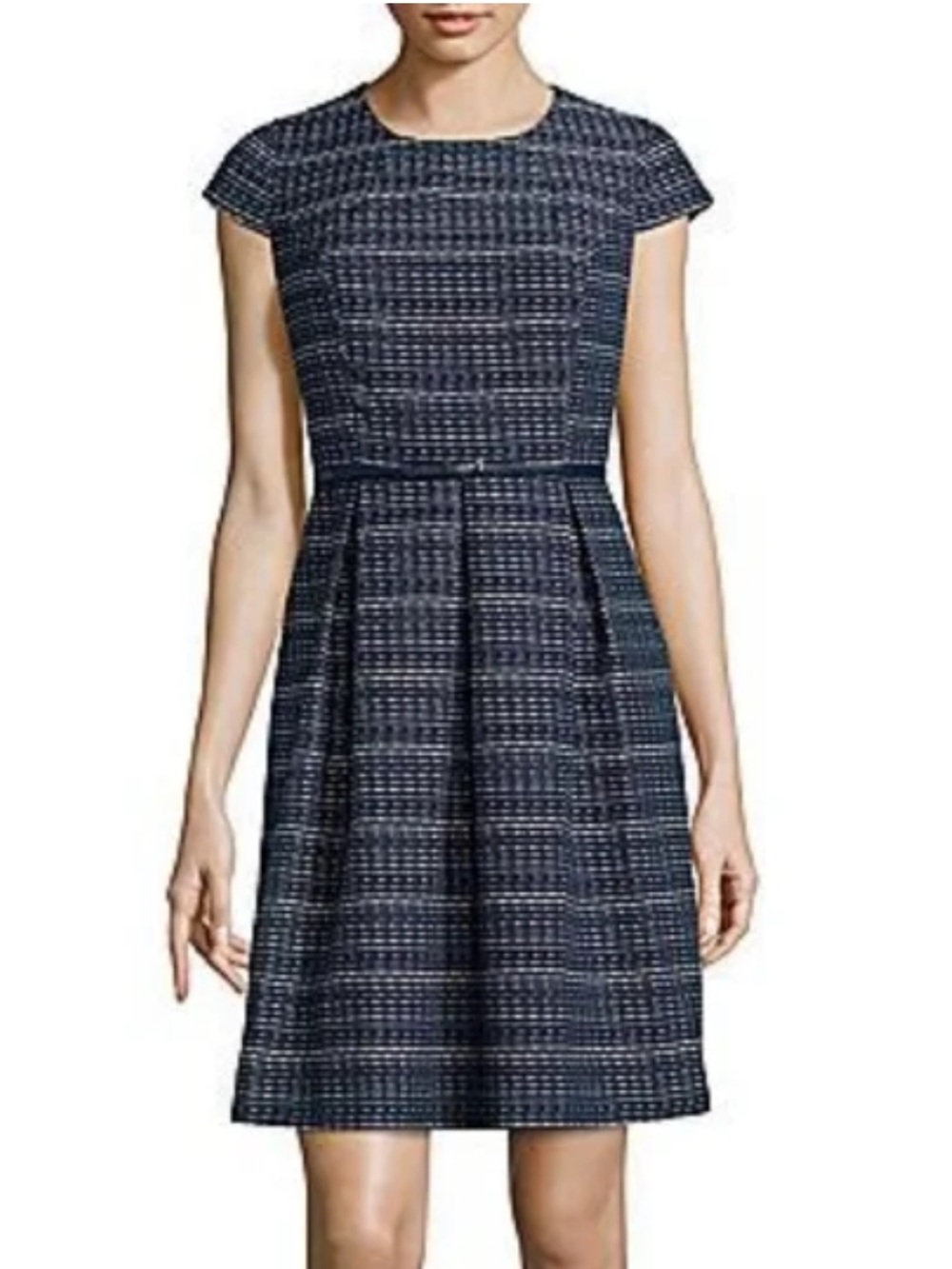 Liz Claiborne Navy and White Tweed Midi Dress Size 16- excellent!
